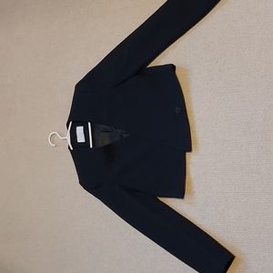 Oak + Fort Cropped Black Crossover Blazer